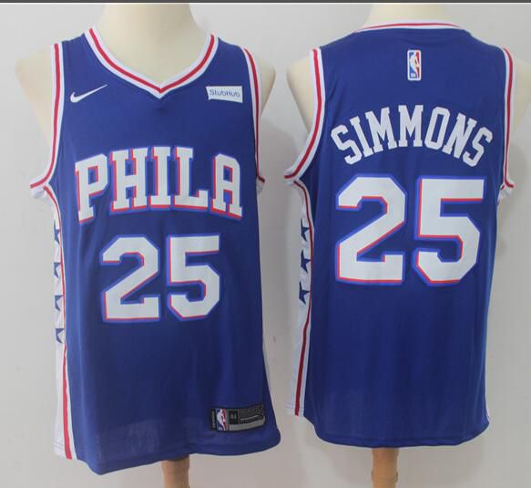 2017 NBA Men Philadelphia 76ers 25 Simmons Blue Nike Jersey